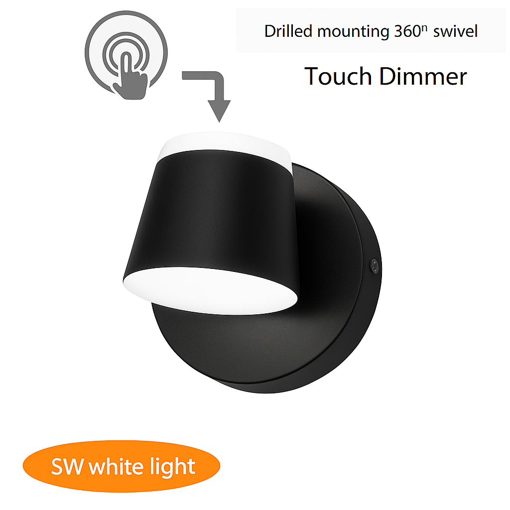 applique murale rotative nordique avec interrupteur lampe de lecture led réglable