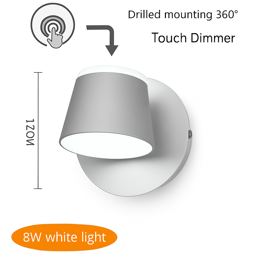 applique murale rotative nordique avec interrupteur lampe de lecture led réglable