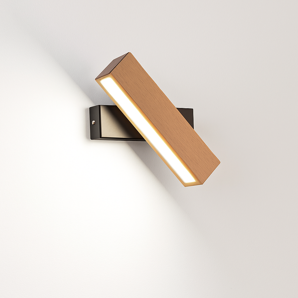 Applique murale rotative nordique en bois massif led réglable