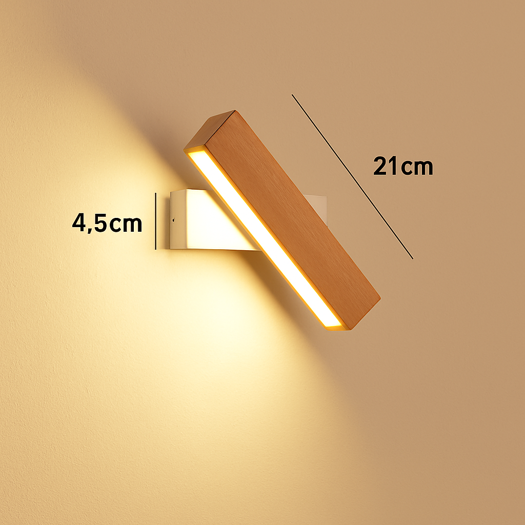 Applique murale rotative nordique en bois massif led réglable