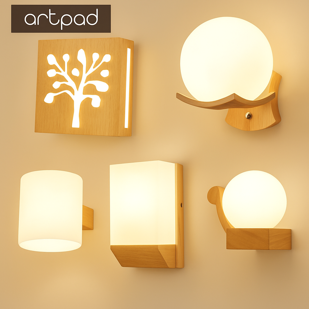 applique murale scandinave en bois et verre pour décoration intérieure