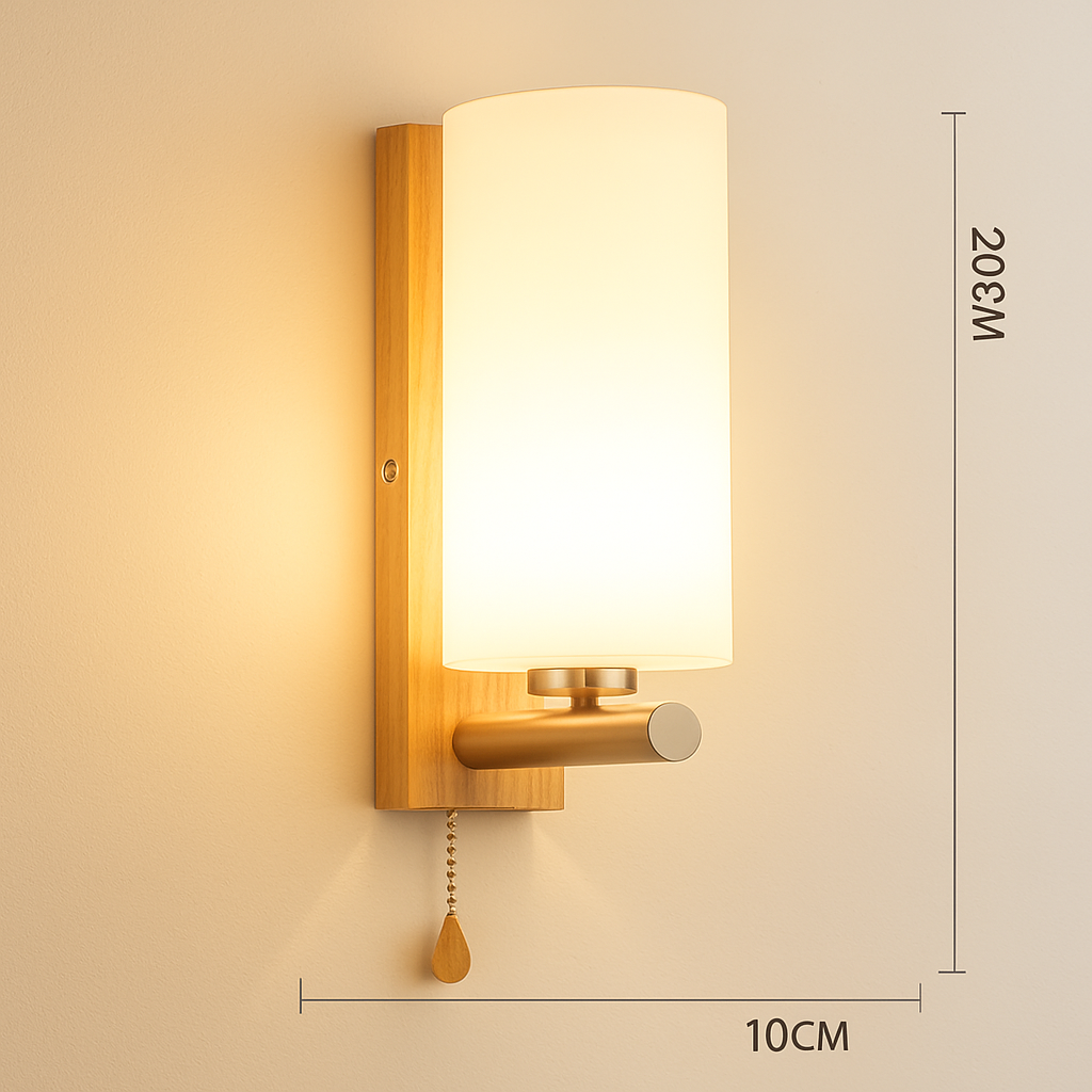 applique murale scandinave en bois et verre pour décoration intérieure