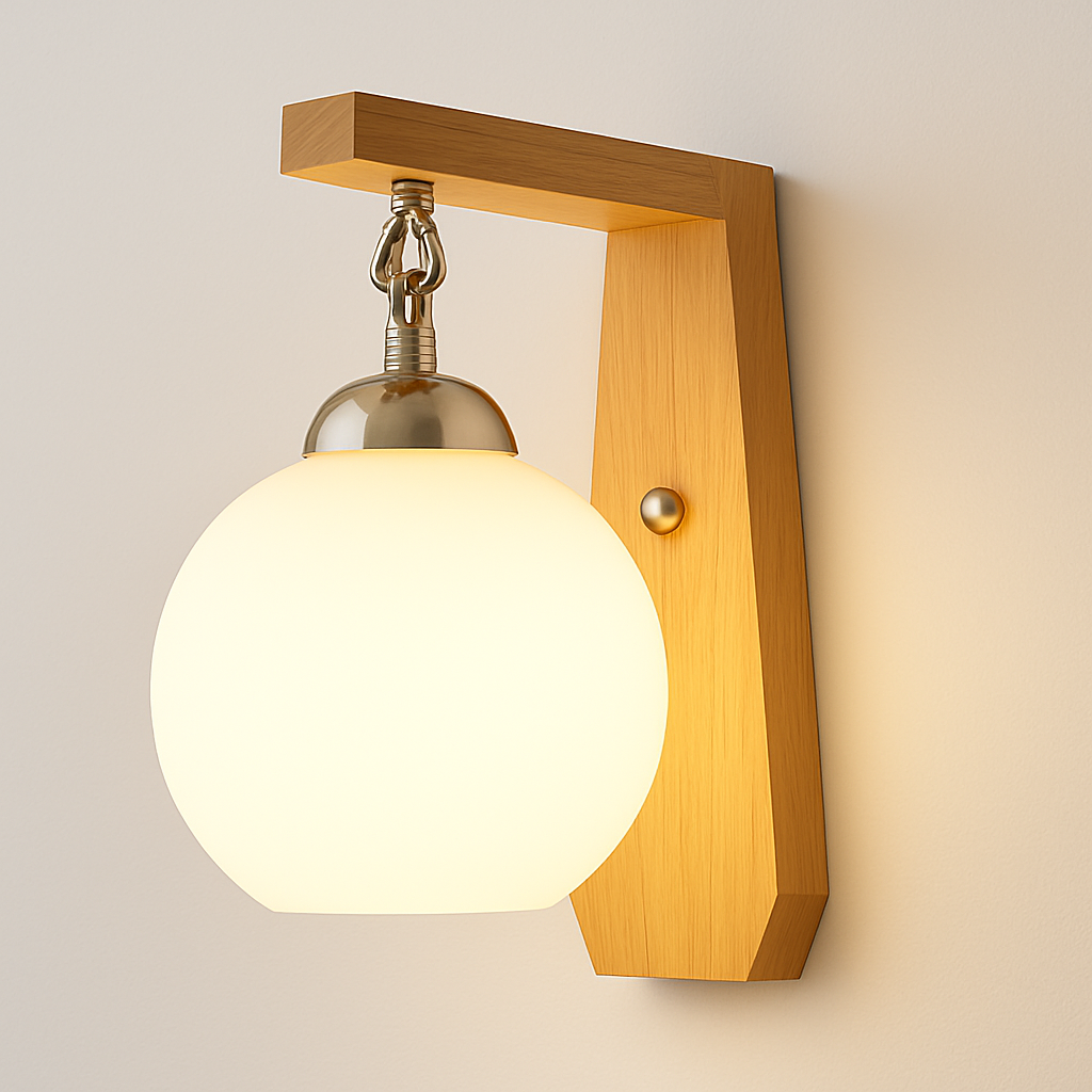applique murale scandinave en bois et verre pour décoration intérieure