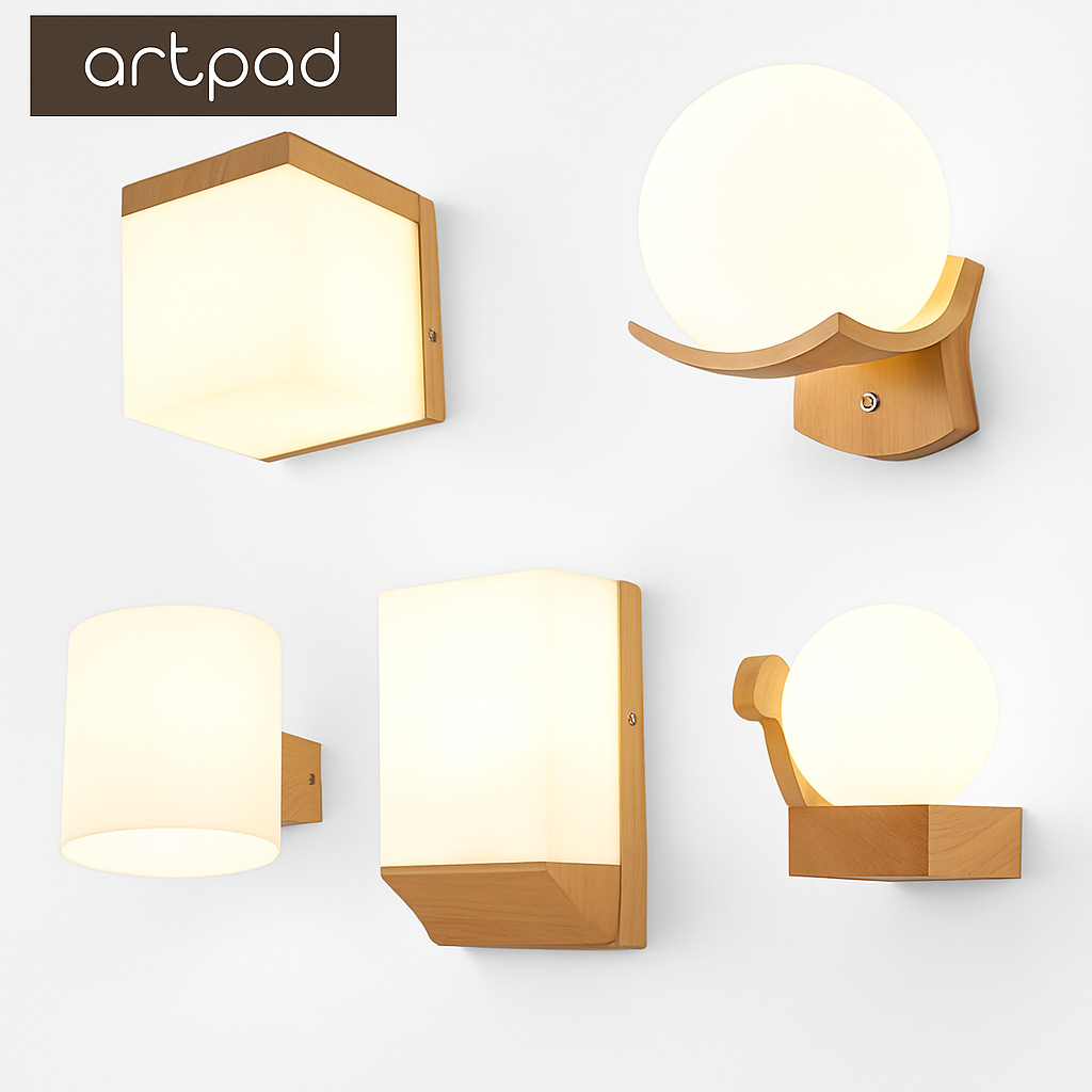 applique murale scandinave en bois et verre pour décoration intérieure