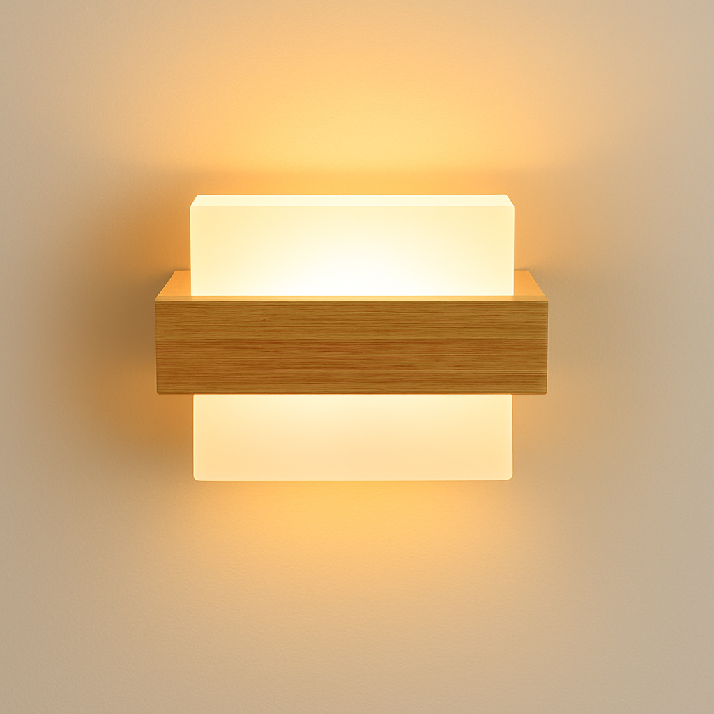applique murale scandinave en bois et verre pour décoration intérieure