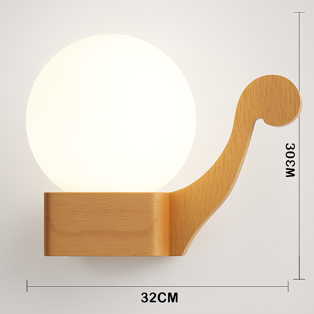 applique murale scandinave en bois et verre pour décoration intérieure