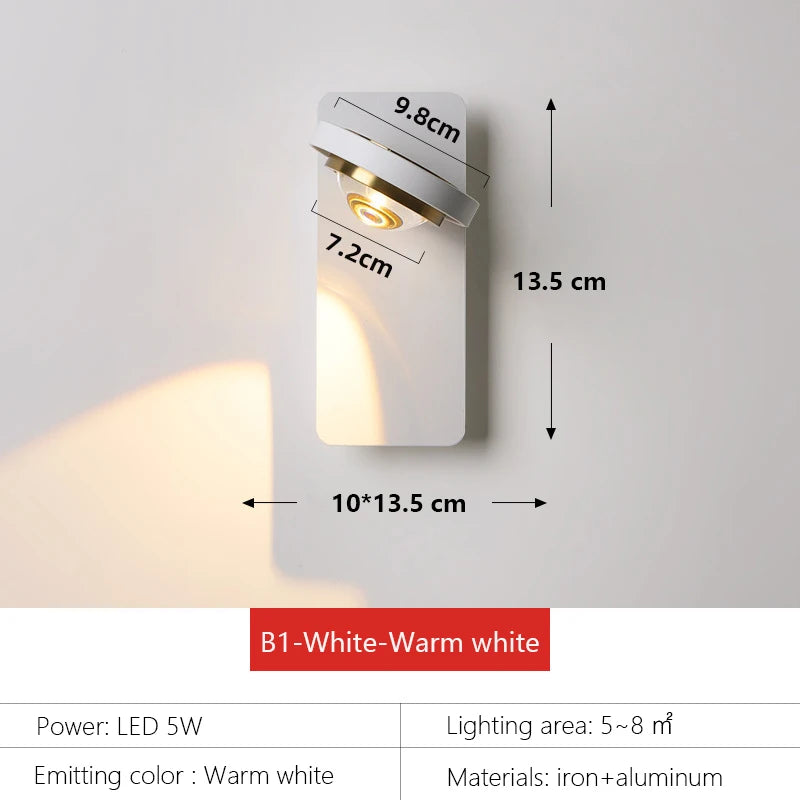 applique murale scandinave minimaliste rotative avec lumières led