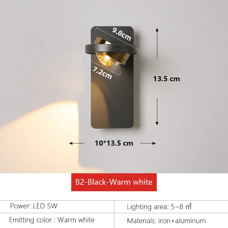 applique murale scandinave minimaliste rotative avec lumières led