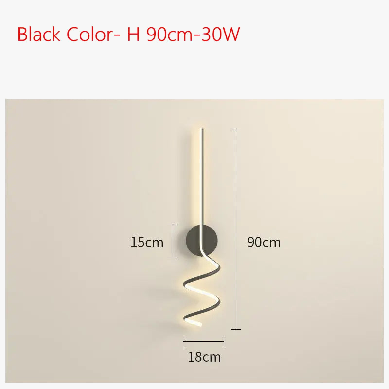 applique murale scandinave simple en spirale en aluminium et métal led