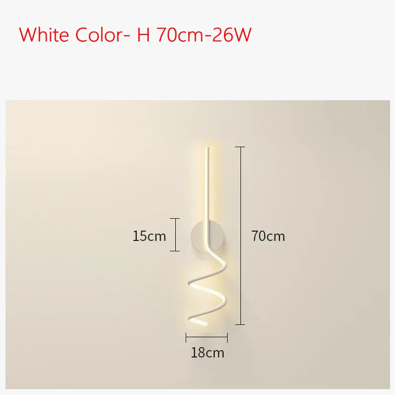 applique murale scandinave simple en spirale en aluminium et métal led