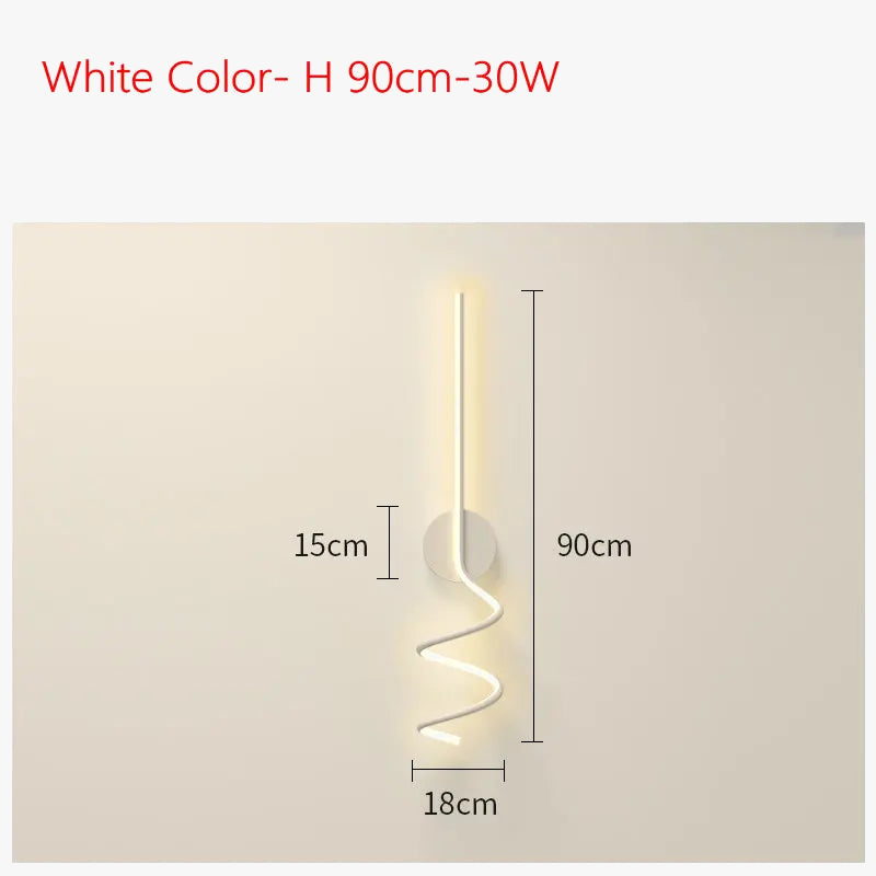 applique murale scandinave simple en spirale en aluminium et métal led