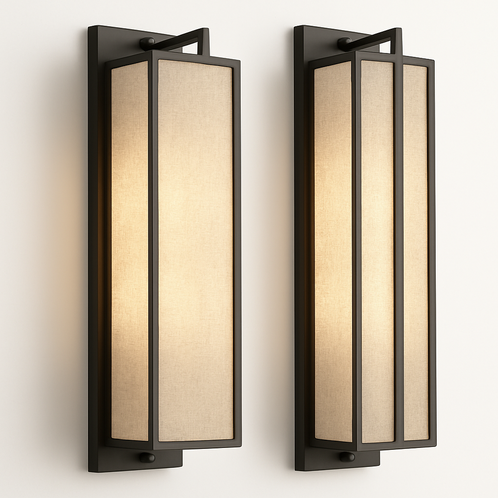 applique murale simple style chinois avec couverture en lin