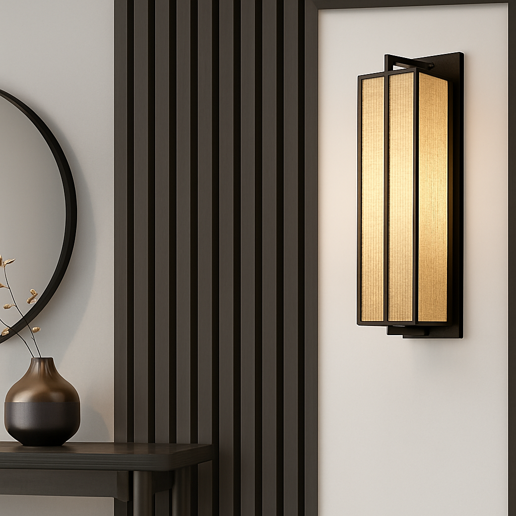 applique murale simple style chinois avec couverture en lin
