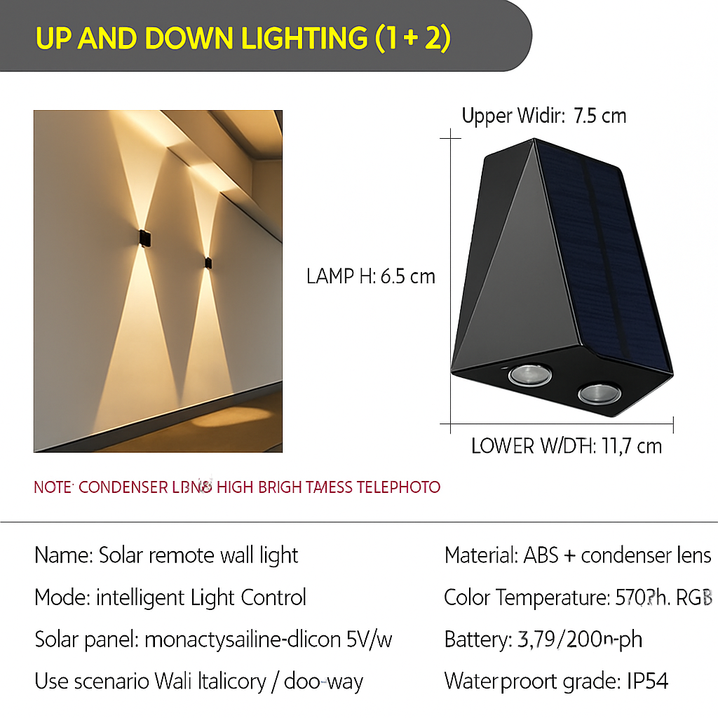 applique murale solaire led extérieure étanche pour jardin
