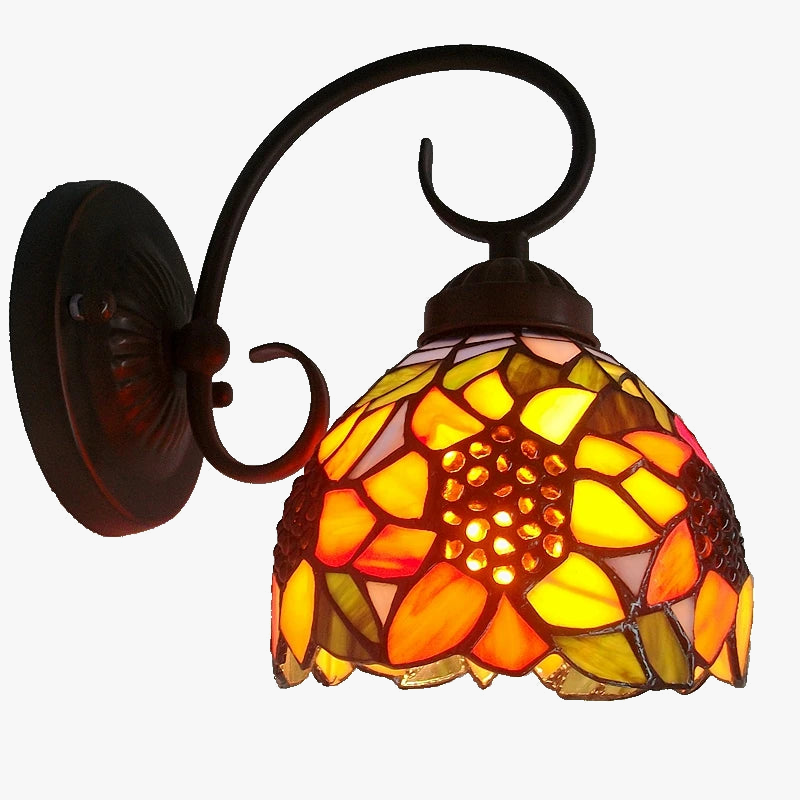 applique murale style européen tournesol en verre pour jardin et balcon