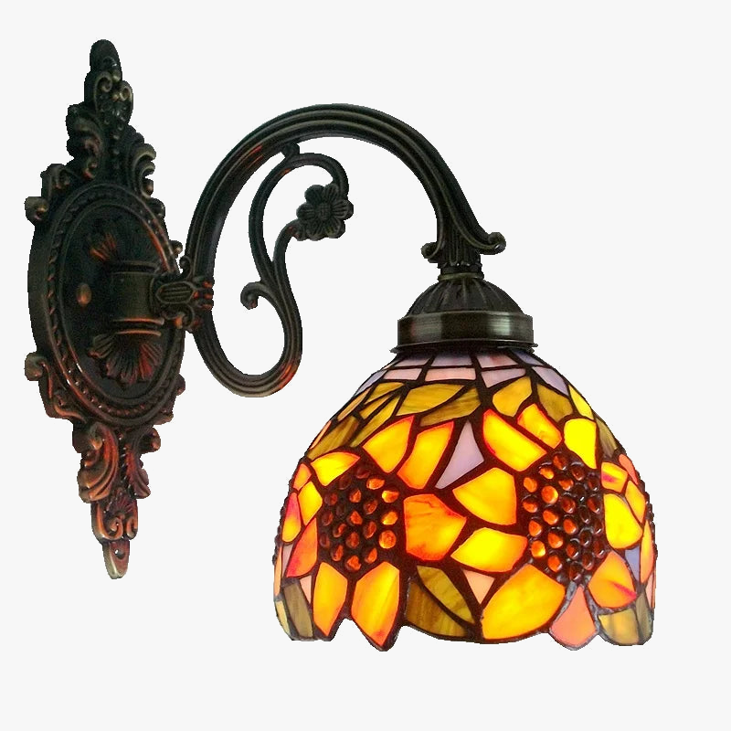 applique murale style européen tournesol en verre pour jardin et balcon
