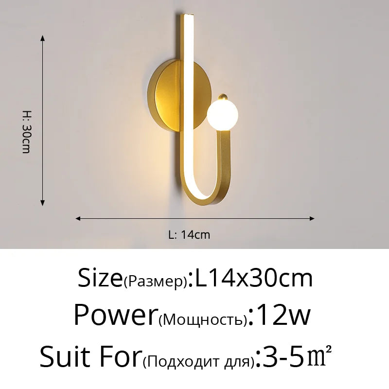 applique murale style nordique en cuivre doré éclairage commercial led tamisée