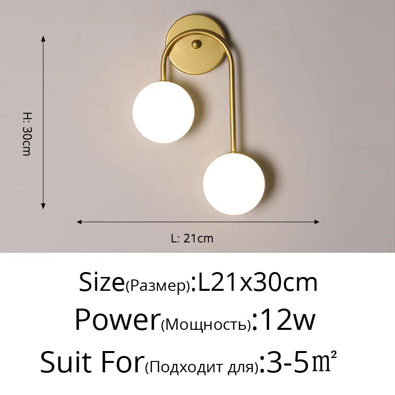 applique murale style nordique en cuivre doré éclairage commercial led tamisée