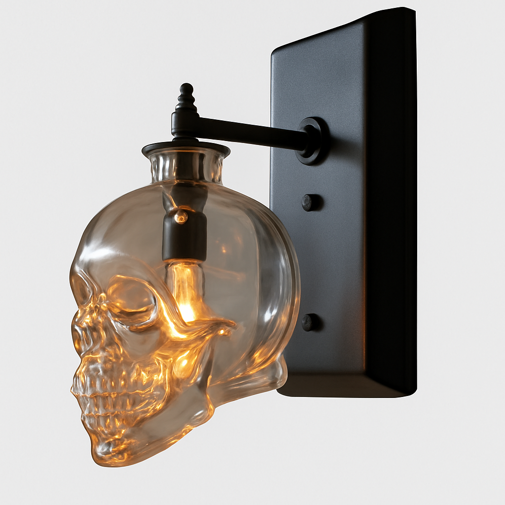 Applique murale tête de mort en verre