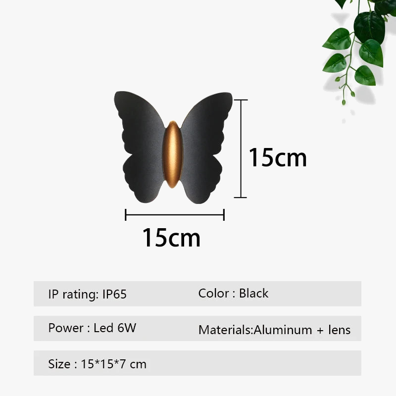 applique murale étanche design papillon pour éclairage extérieur moderne