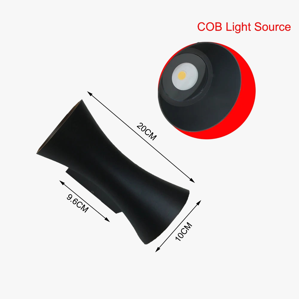 Applique murale étanche extérieure 12W lumière LED COB en aluminium noir luminaire AC85-265V étanche IP65 chambre porche applique murale