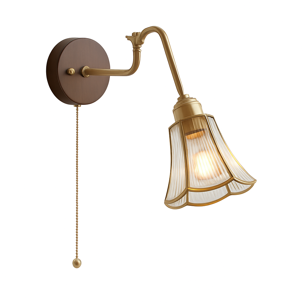 applique murale vintage avec chaîne et base en bois