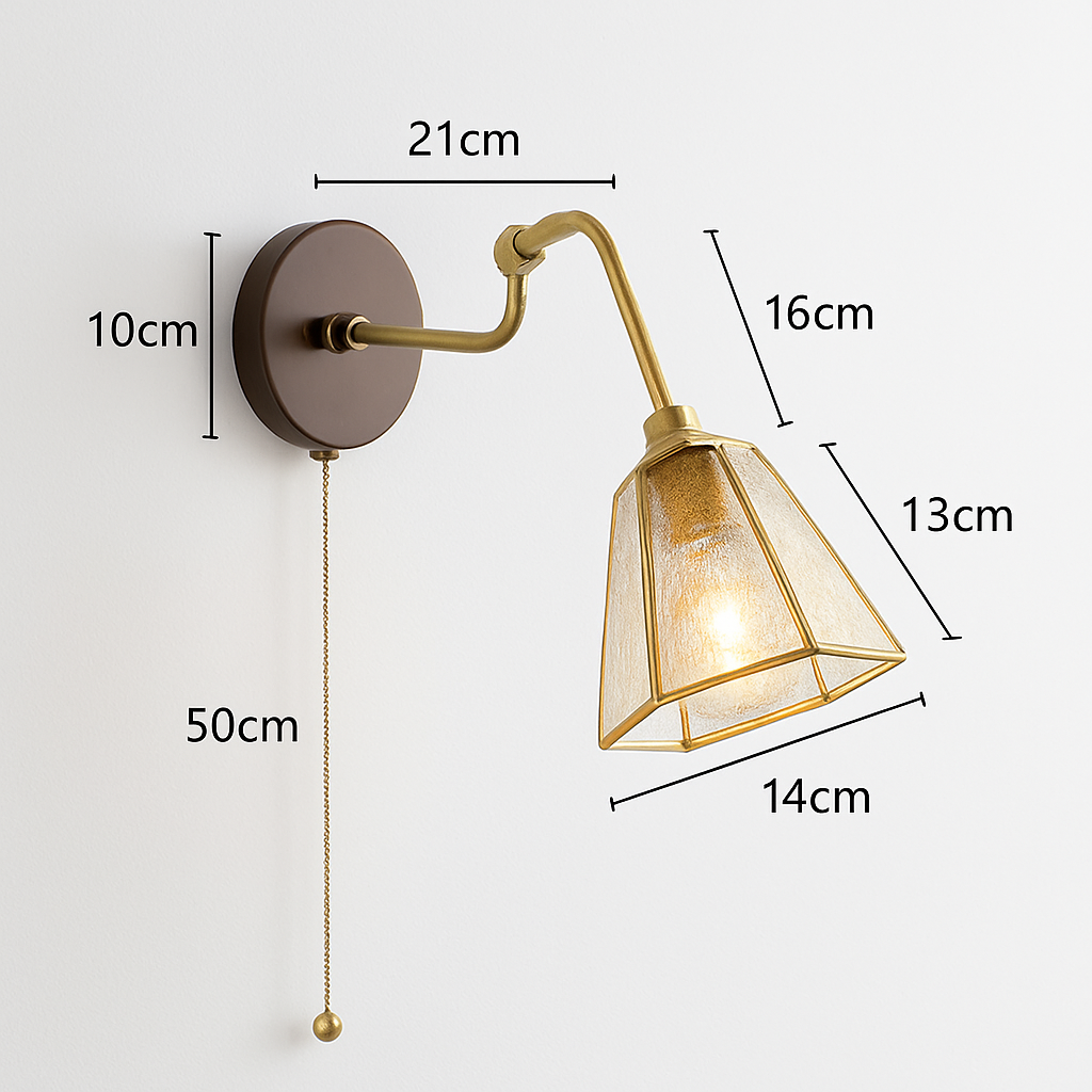 applique murale vintage avec chaîne et base en bois