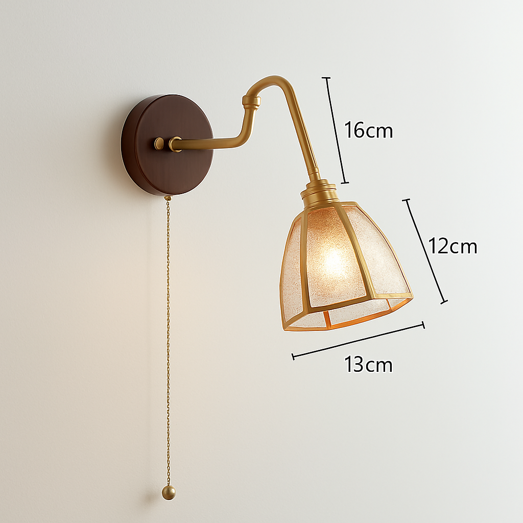 applique murale vintage avec chaîne et base en bois