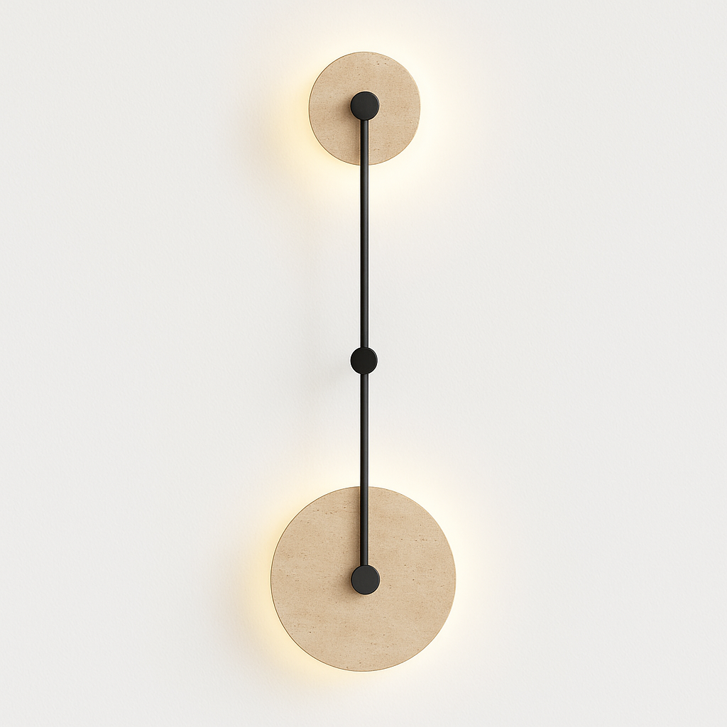 applique murale vintage en pierre naturelle ronde avec led intégrée