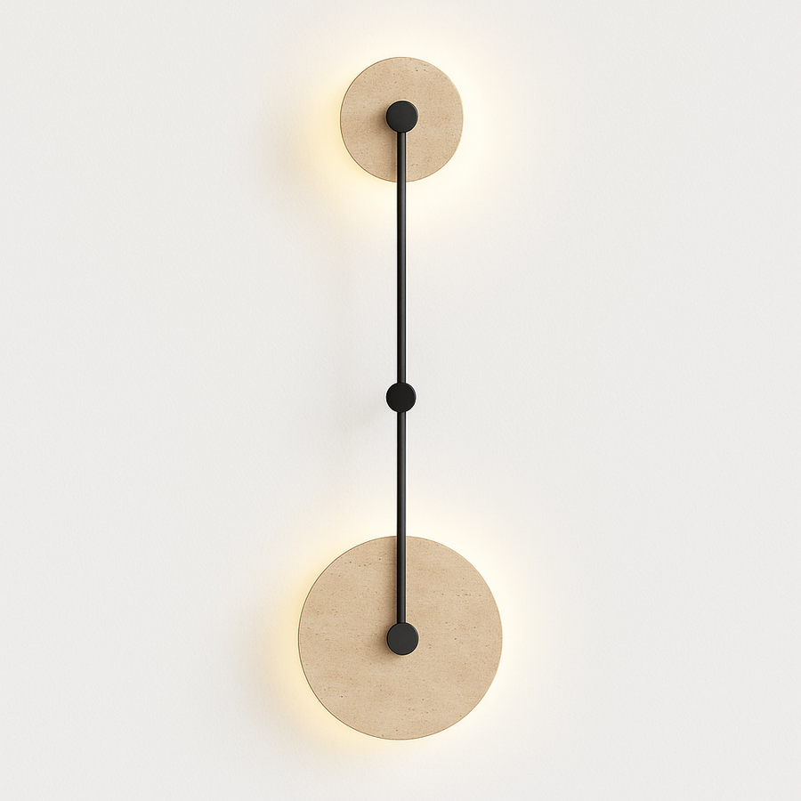 applique murale vintage en pierre naturelle ronde avec led intégrée