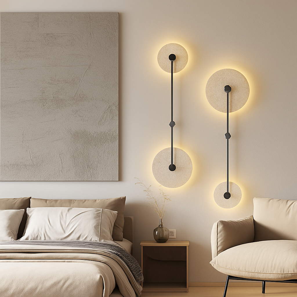 applique murale vintage en pierre naturelle ronde avec led intégrée