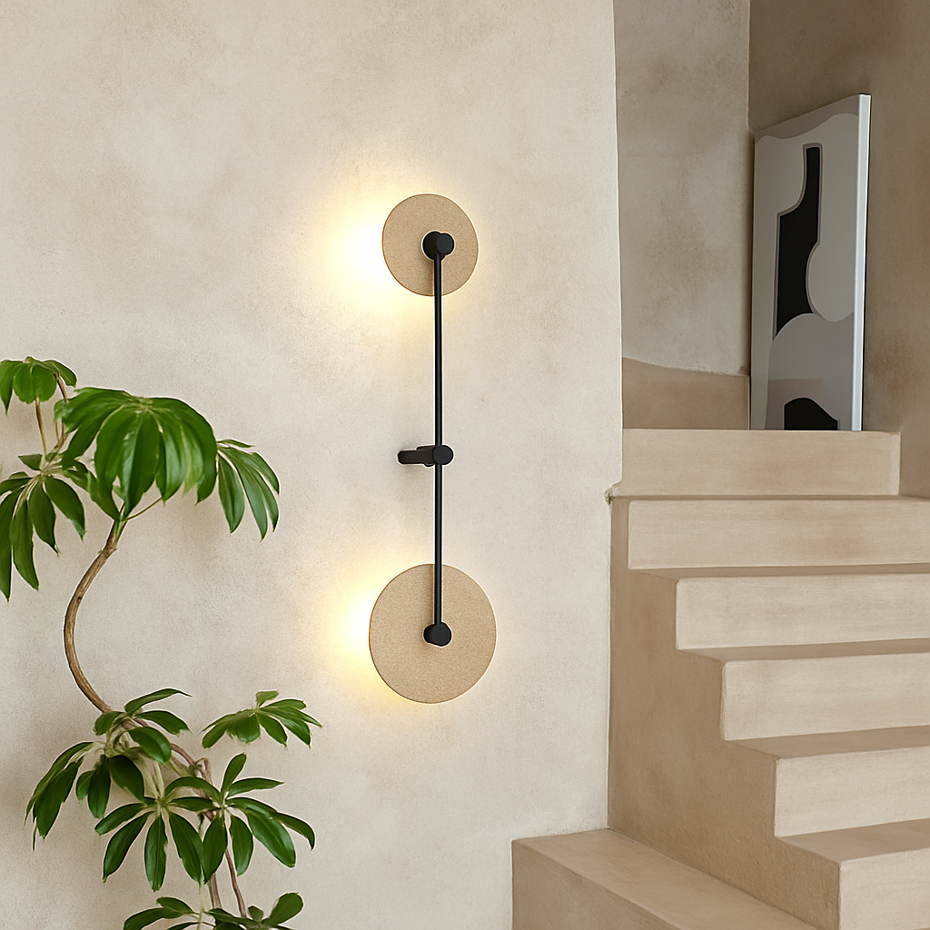 applique murale vintage en pierre naturelle ronde avec led intégrée