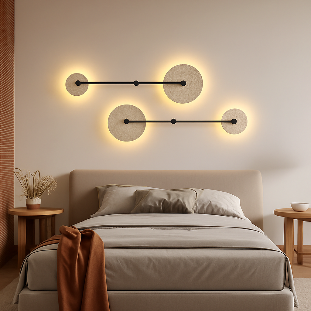 applique murale vintage en pierre naturelle ronde avec led intégrée