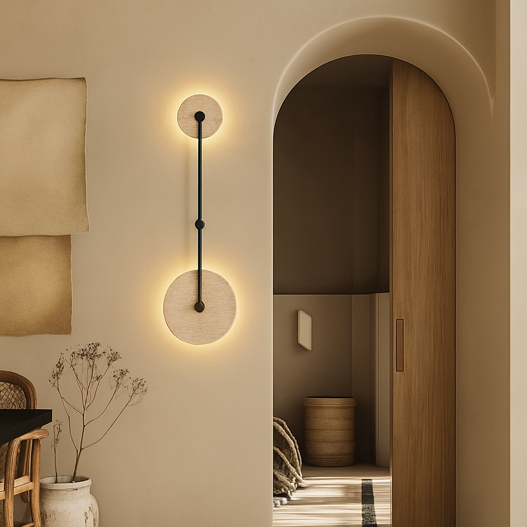 applique murale vintage en pierre naturelle ronde avec led intégrée