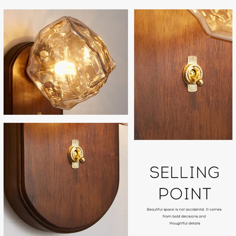 applique murale vintage forme glaçon interrupteur marche/arrêt éclairage de fond