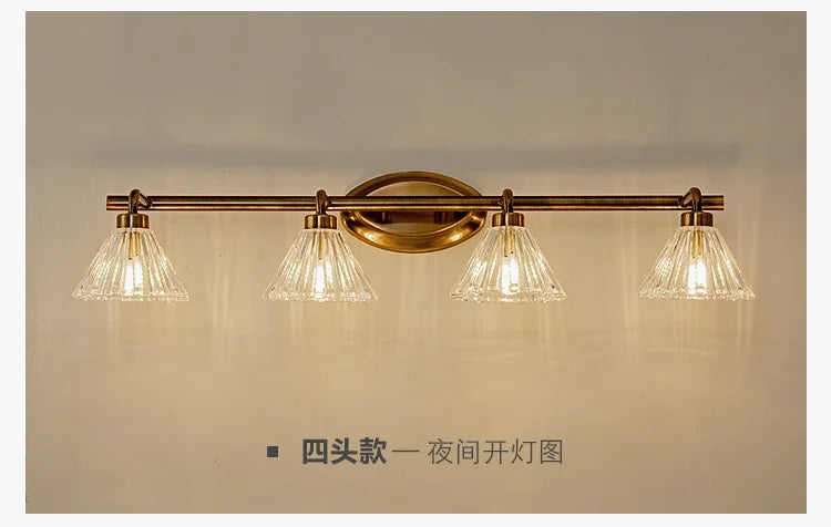 applique murale vintage led 2 ou 4 têtes abat-jour bronze clair