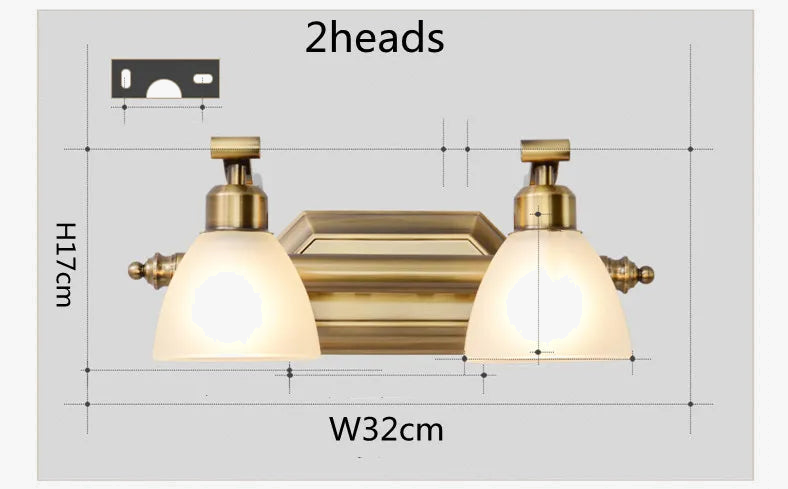 applique murale vintage led avec abat-jour en verre bronze