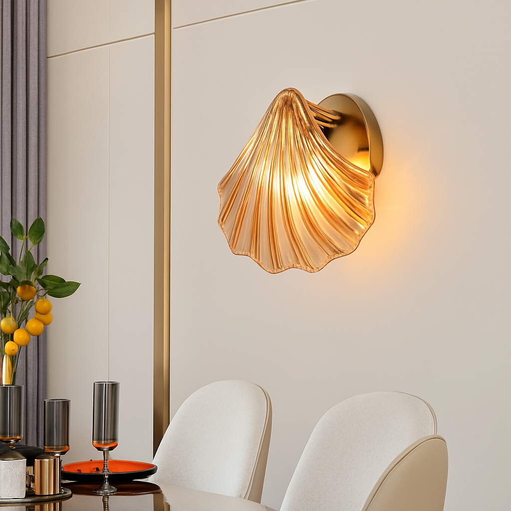 Applique murale vintage LED en verre style coquillage Glass