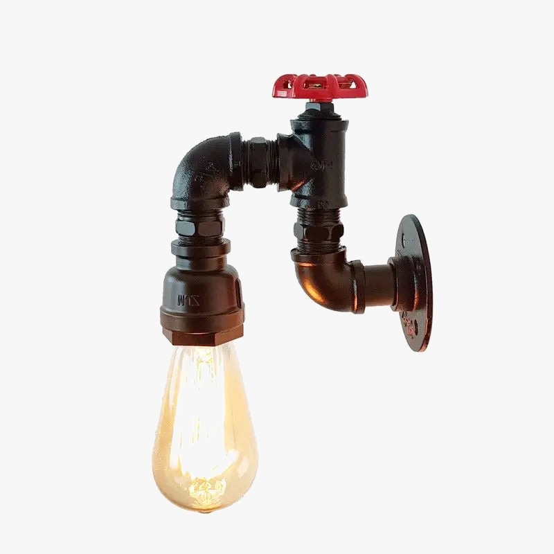 applique murale vintage loft en tuyau d'eau avec valve