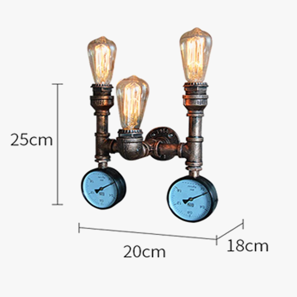 applique murale vintage steampunk en fer avec tuyau d'eau
