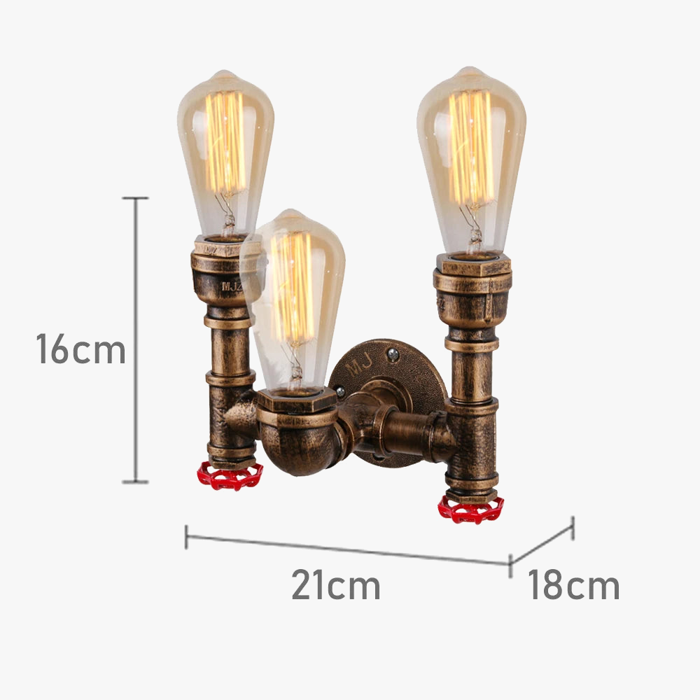 applique murale vintage steampunk en fer avec tuyau d'eau