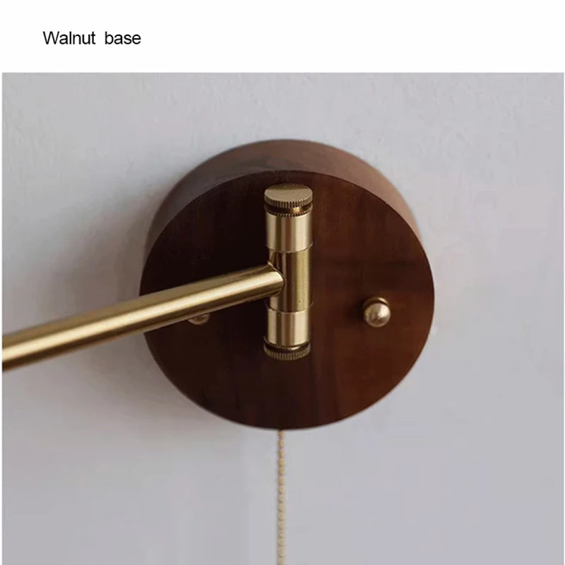 applique murale wabi-sabi à bras long pivotant avec interrupteur