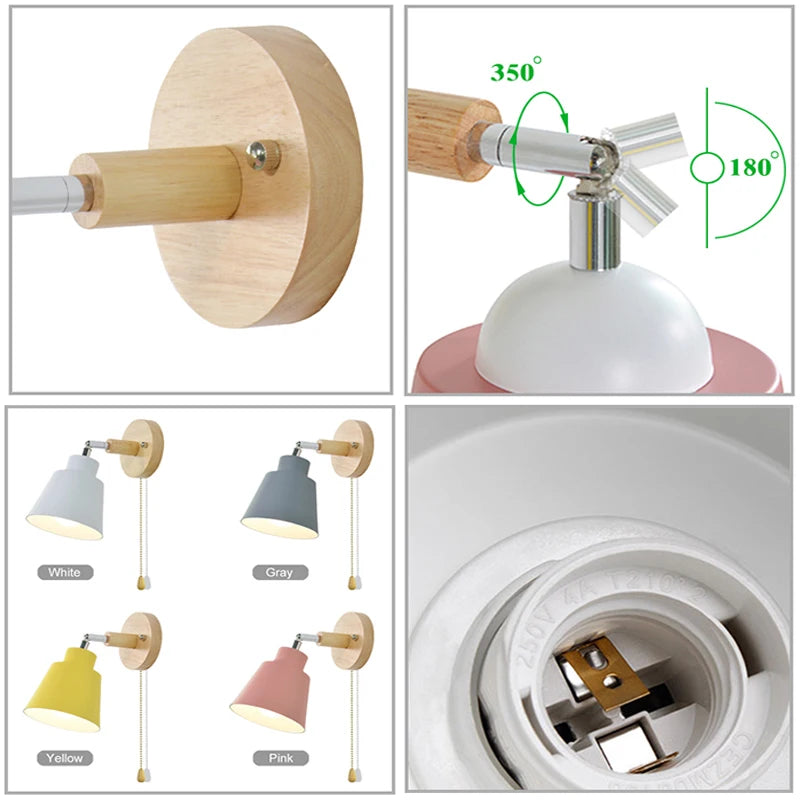 applique nordique rotative avec interrupteur prise ue/us macaron