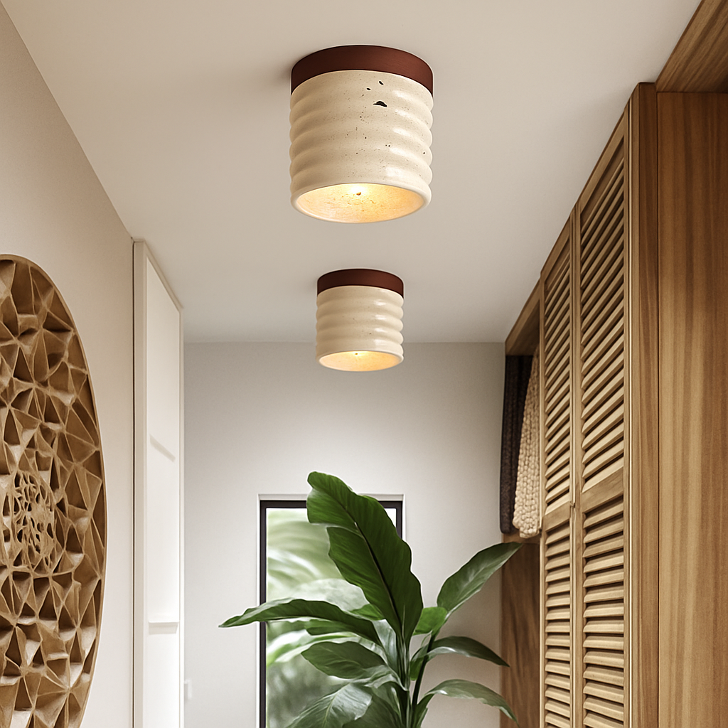 applique plafonnier led rétro avec pierre naturelle