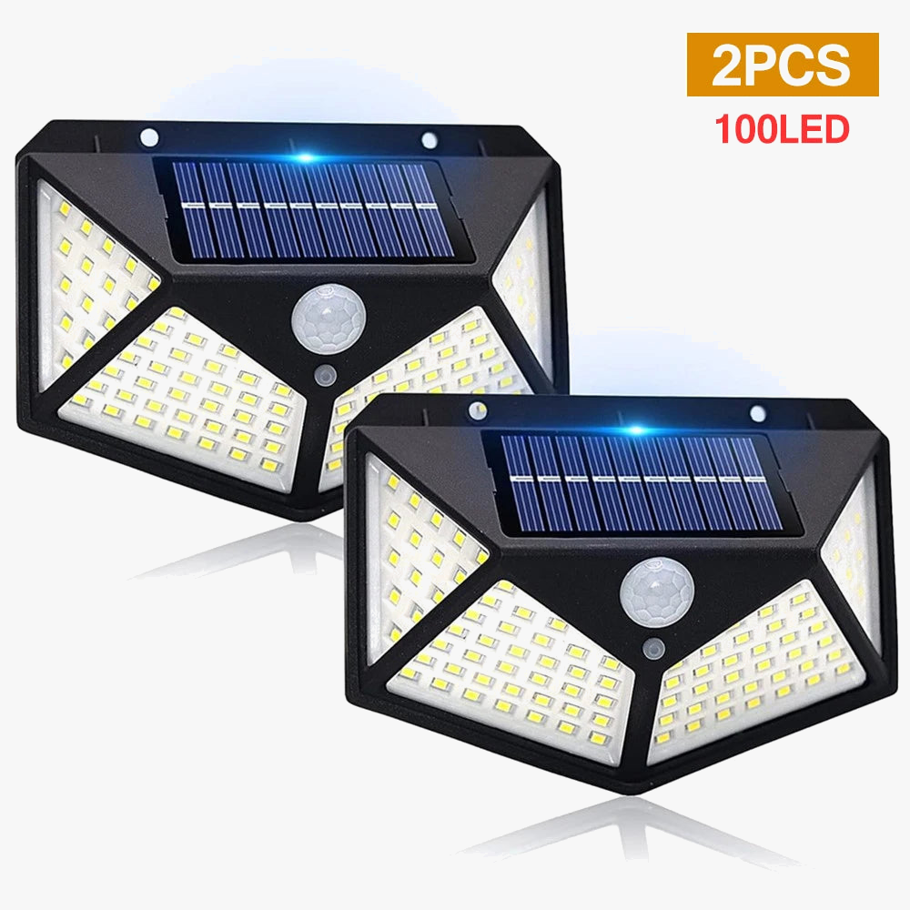 applique solaire extérieure étanche avec capteur de mouvement 100 led