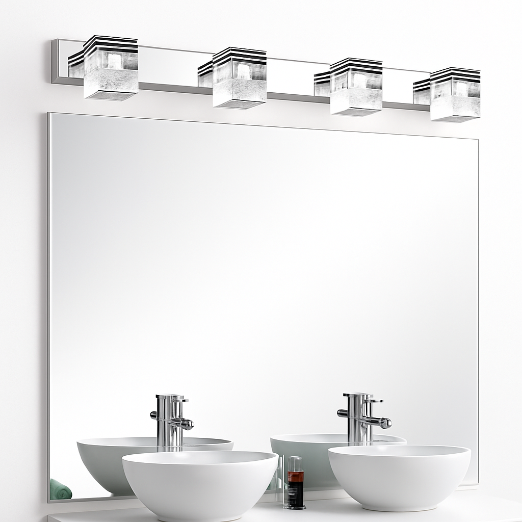 Applique à tableau et miroir LED chromée et cristal