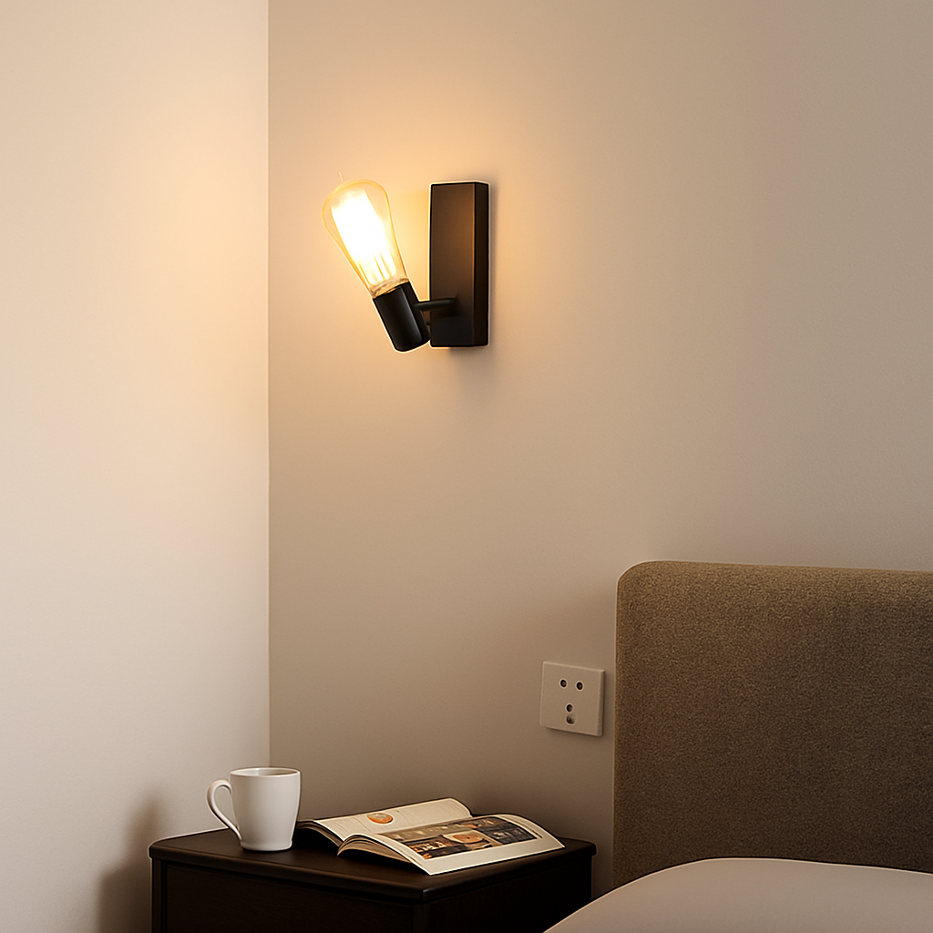Applique Vintage 350 ° rotation métal noir E26 E27 applique murale moderne allée intérieure couloir salon chambre