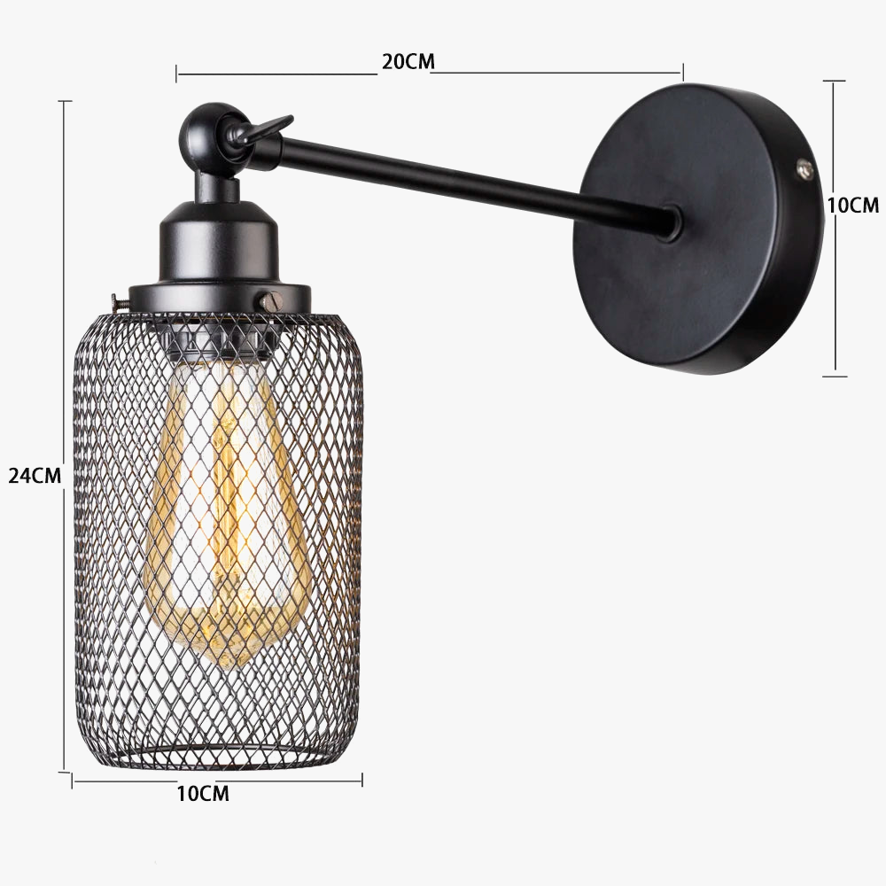 Appliques murales industrielles vent Net ombre salon chambre rétro appliques en fer forgé luminaires LED E27