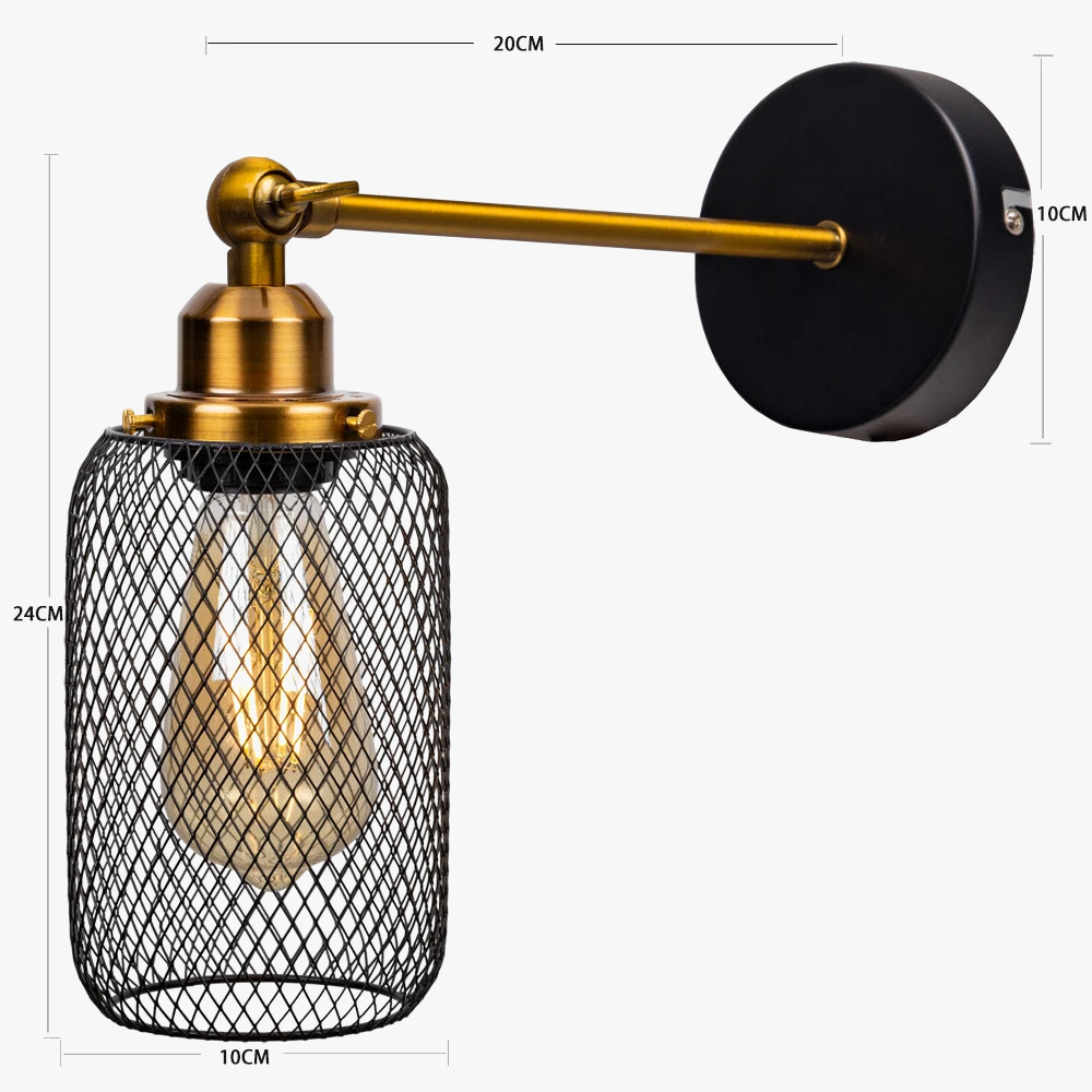 Appliques murales industrielles vent Net ombre salon chambre rétro appliques en fer forgé luminaires LED E27