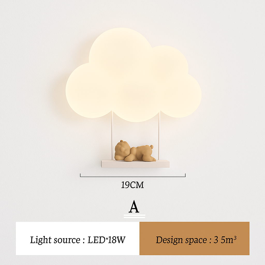 appliques murales led minimalistes singe lapin nuage pour enfants